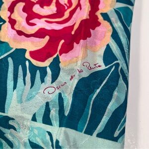 Oscar de la Renta Rose Print Silk Scarf